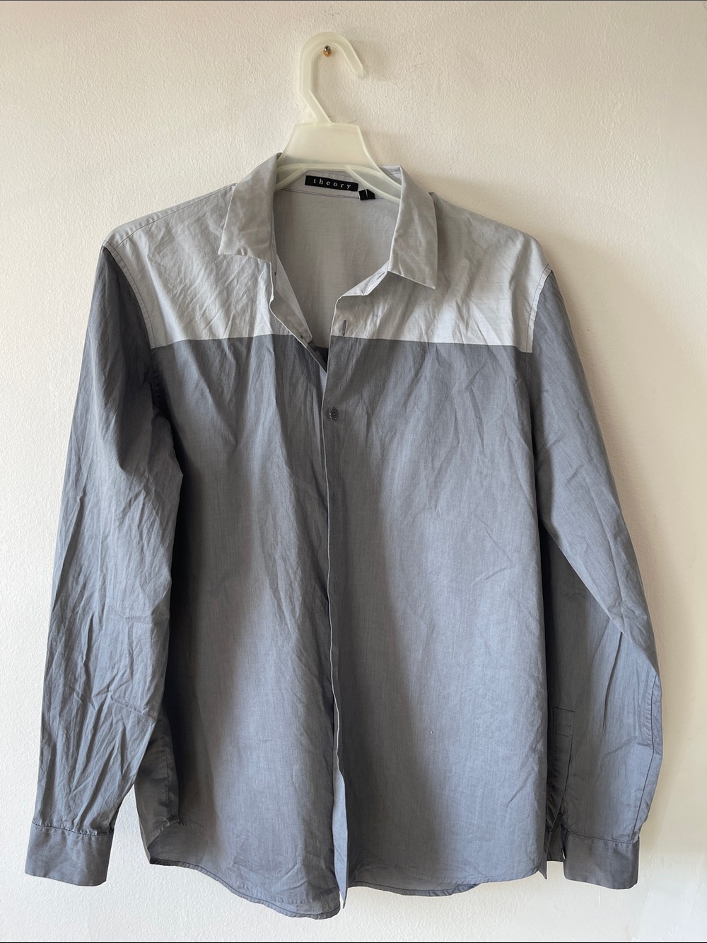 Theory Men’s Two-Tone Light Gray and Dark Gray Shirt Jacket